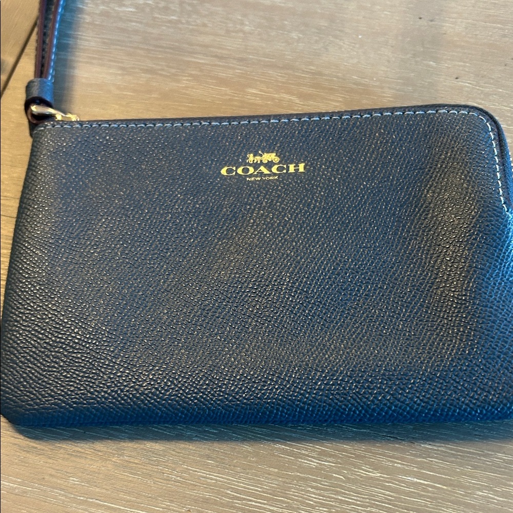 Coach denim Blue Leather‎ Wristlet
